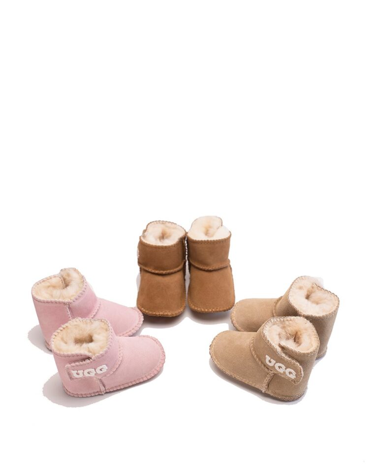 Children wearing warm UGG footwear