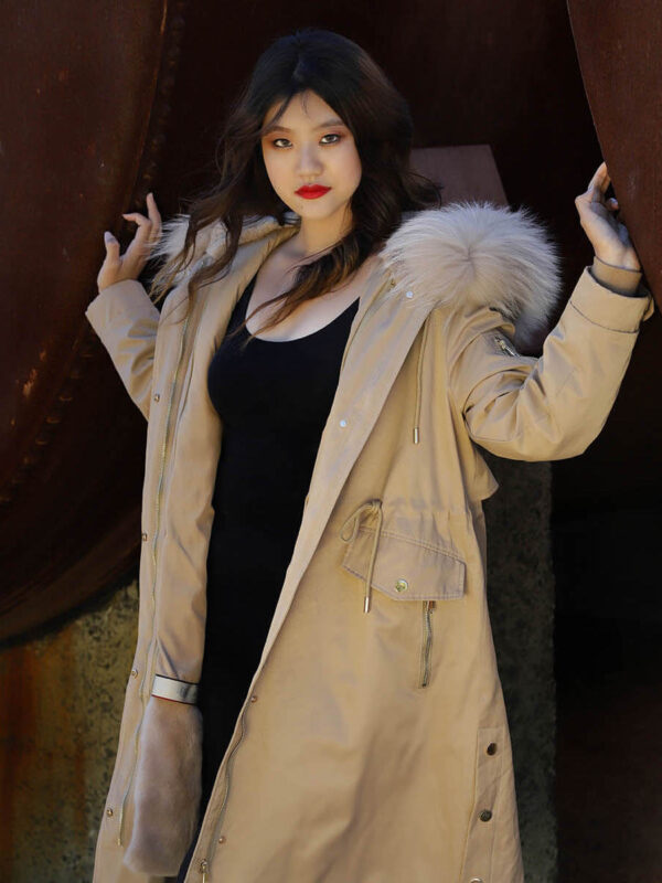 GUG Khaki, Long Parka Jackets - Beige/Khaki