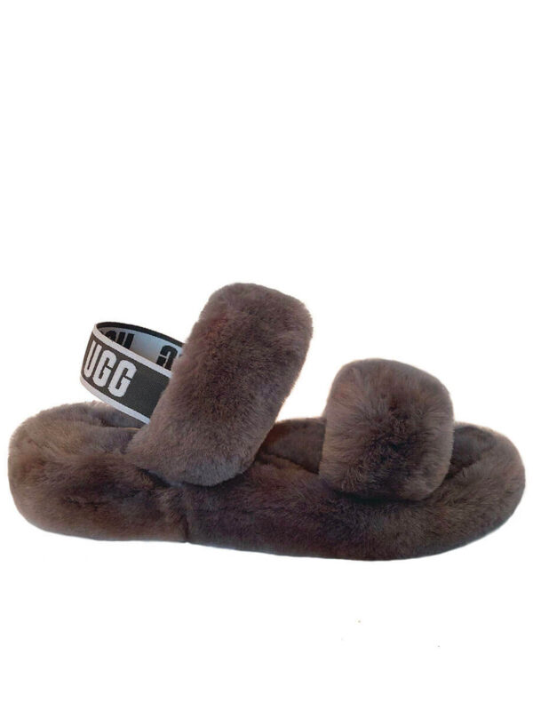 UGG Women Double Stripe Snug Slides - Charcoal