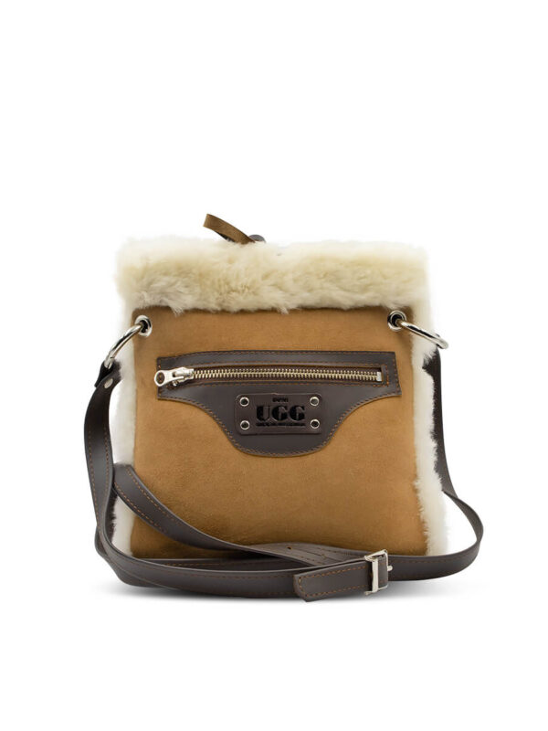 UGG Ziptop Shoulder Sheepskin Bag - Chestnut