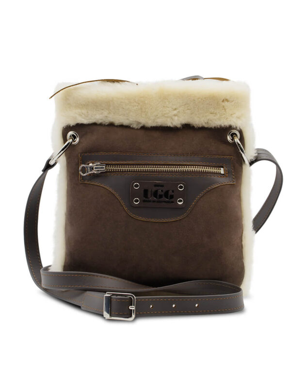 UGG Ziptop Shoulder Sheepskin Bag - Chocolate