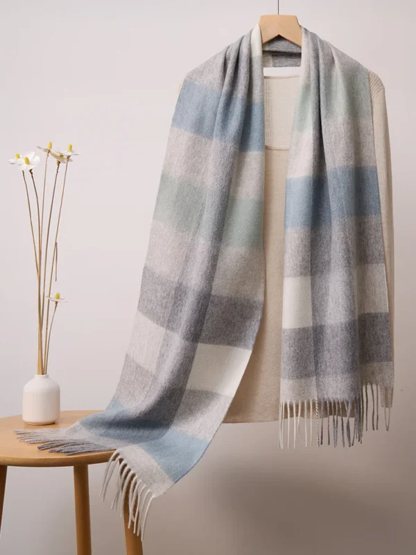 UGG Scarves Blue-Grey & Cream Plaid